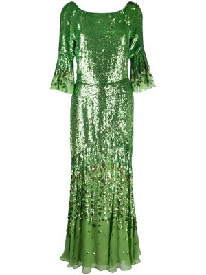 Temperley London robe longue brodée Celestial de sequins - Vert
