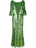 Temperley London robe longue brodée Celestial de sequins - Vert
