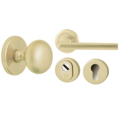 Hardbrass Voordeurset Iris/Sara 3-delig linkswijzend - PVD champagne goud