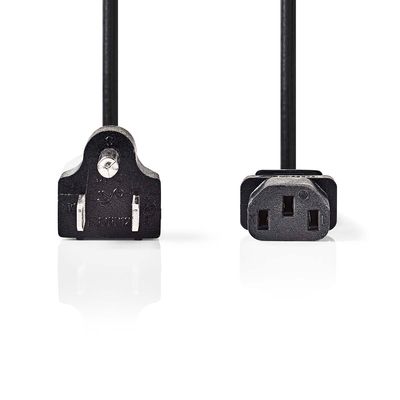 Nedis Stroomkabel | USA Male | IEC-320-C13 | Recht | Recht | Vernikkeld | 2.00 m | Rond | PVC | Zwart | Label - CEGL11500BK20