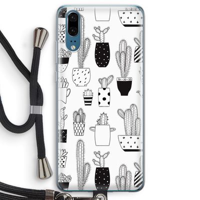 Cactusmotief: Huawei P20 Transparant Hoesje met koord