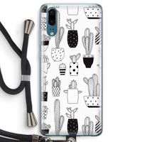Cactusmotief: Huawei P20 Transparant Hoesje met koord