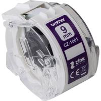 Brother CZ1001 Rol met etiketten 9 mm x 5 m Papier Wit 1 stuk(s) Permanent hechtend Gekleurde etikettenrol