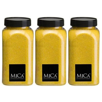 Mica Decorations decoratie zand - 3x - 650ml - geel - hobby zandkorrels - sierzand