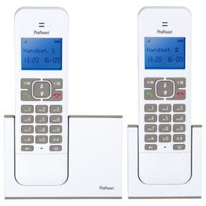 Profoon PDX-8420TE - DECT telefoon met 2 handsets, wit/taupe