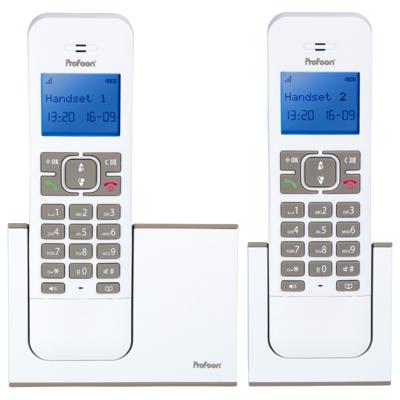 Profoon PDX-8420TE - DECT telefoon met 2 handsets, wit/taupe