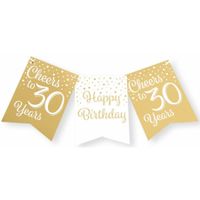 Verjaardag Vlaggenlijn 30 jaar - binnen - karton - wit/goud - 600 cm - thumbnail
