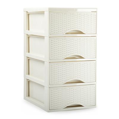 Ladeblokje/bureau organizer met 4 lades - creme wit - L24 x W18 x H34 cm - plastic