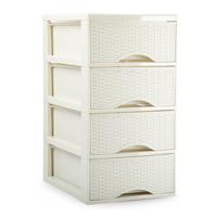 Ladeblokje/bureau organizer met 4 lades - creme wit - L24 x W18 x H34 cm - plastic