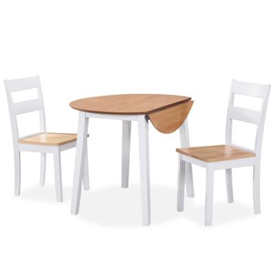 Eetkamerset MDF en rubberwood wit 3-delig