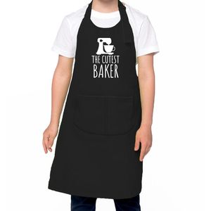 The cutest baker keukenschort/ kinder bakschort zwart voor jongens en meisjes - Bakken met kinderen One size  -