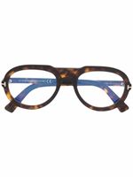TOM FORD Eyewear lunettes de soleil pilote à effet écaille de tortue - Marron