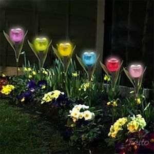 tuin tulp bloemvorm led zonne-energie waterdichte buis gazonverlichting decoratie voor tuin buiten feestartikelen Lightinthebox