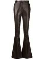 The Attico pantalon en cuir à coupe évasée - Marron