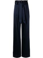 Michelle Mason pantalon en soie plissée à taille haute - Bleu - thumbnail