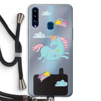 Vliegende eenhoorn: Samsung Galaxy A20s Transparant Hoesje met koord