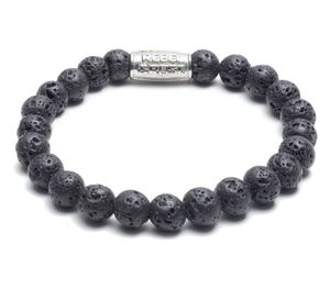 Rebel and Rose RR-80011-S Rekarmband Beads Black Moon zilverkleurig-zwart 8 mm M 17,5 cm