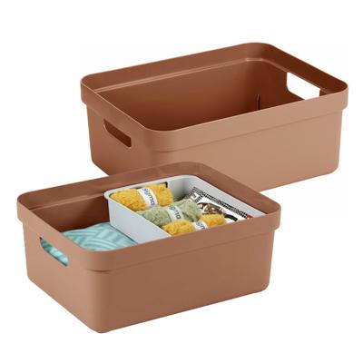 Sunware opbergbox Sigma Home - 2x - kunststof - 24 liter - terra - opberg dozen/bakken