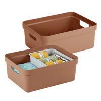 Sunware opbergbox Sigma Home - 2x - kunststof - 24 liter - terra - opberg dozen/bakken