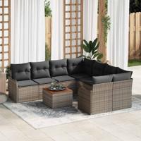 Tuinbankenset met opslag 9 pcs Grijs poly rattan