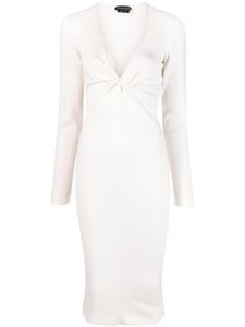 TOM FORD V-neck knitted dress - Tons neutres