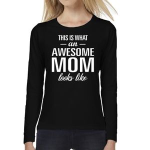 Awesome MOM cadeau t-shirt long sleeve zwart voor dames 2XL  -