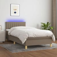 Boxspring met matras en LED stof taupe 90x190 cm