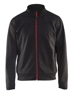 Blåkläder Service Sweatshirt met rits 33622526 | Zwart/Rood | Maat XXL - 7330509550946