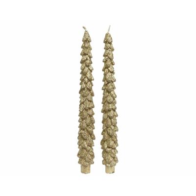 kaarsjes Lifetime Gouden Pijnboom Ø 3,5 x 26,5 cm (2 Stuks)