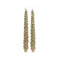 kaarsjes Lifetime Gouden Pijnboom Ø 3,5 x 26,5 cm (2 Stuks)