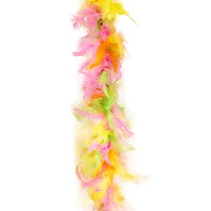 Carnaval verkleed boa met veren - geel/roze - 200 cm - 45 gram - Glitter and Glamour