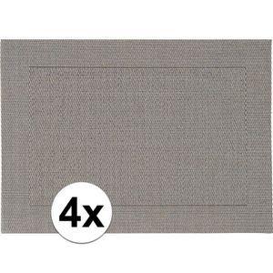 4x Placemats grijs geweven/gevlochten met rand 45 x 30 cm