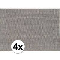 4x Placemats grijs geweven/gevlochten met rand 45 x 30 cm - thumbnail