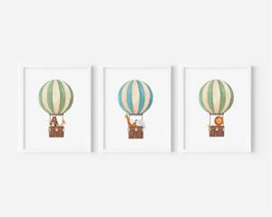 Posters - Afrikaanse dieren op ballon / Set van 3