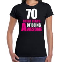 70 great years of being awesome verjaardag cadeau t-shirt zwart voor dames - thumbnail