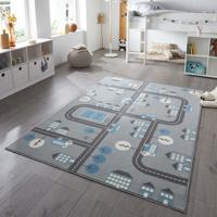 Vloerkleed Kids Town Grijs Blauw 80x150 Cm Laagpolig Home Collectie - Dekbed-Discounter.nl