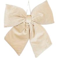 Decoratie strik - creme - 30 x 34 cm - polyester velvet - strikken
