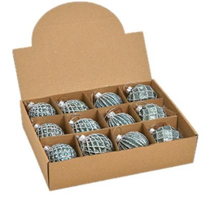 Wurm Kerstballen - 12x st - glazen - turquoise blauw - 6 cm