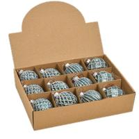 Wurm Kerstballen - 12x st - glazen - turquoise blauw - 6 cm