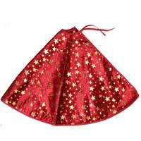 Kerstboomrok - bordeaux rood - 90 cm - polyester - grote sterren opdruk - rond - thumbnail