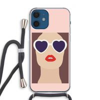 Red lips: iPhone 12 Transparant Hoesje met koord