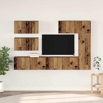 Tv-meubelset 6 pcs Oud hout 30.5 x 30 x 90 cm Bewerkt hout