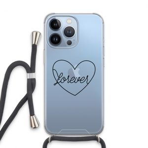 Forever heart black: iPhone 13 Pro Transparant Hoesje met koord