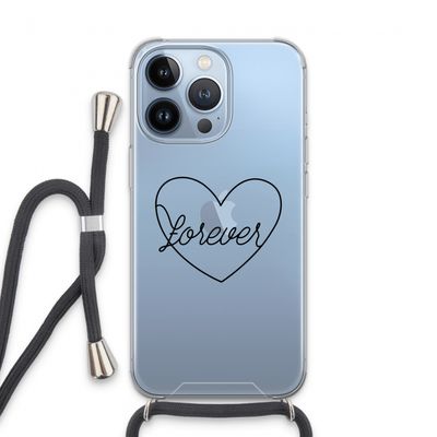 Forever heart black: iPhone 13 Pro Transparant Hoesje met koord