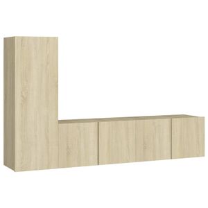 The Living Store Televisiemeubelset Sonoma Eiken - Wandmontage - 1x 30.5x30x90cm - 2x 60x30x30cm