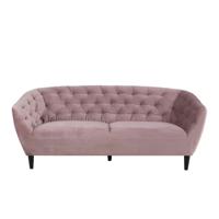 Leen Bakker - Bank Thyrza 3-zits - Fluweel - Oud - Stof/Velvet - Roze - 84x191x78 Cm