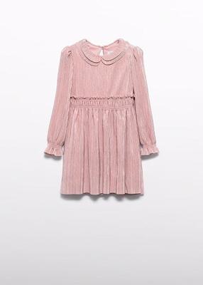 Abel & Lula winter jurk meisjes - roze - gebreid - geplooid