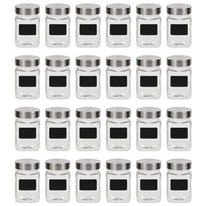 VidaXL Opbergpotten met stickers 24 st 300 ml
