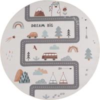 Kindervloerkleed Rond Speelweg COCO Crème - Speelkleed met Weg voor de Kinderkamer