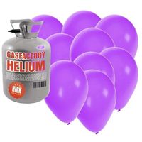 Helium tank met 30 paarse ballonnen - thumbnail